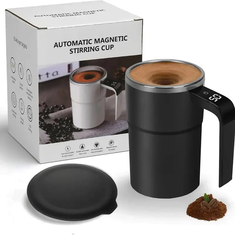 Self-Stirring Smart Mug – USB Rechargeable, Spill-Proof & Temp Display